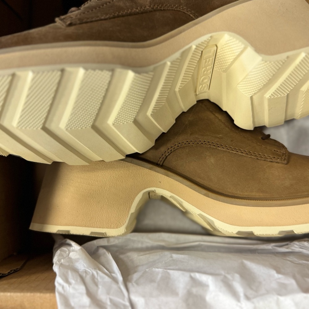 NIB Sorel Hi-Line Heel‎ Lace Boots - Women's, Umber/Ceramic, 9.5US MSRP $200 - Picture 4 of 5